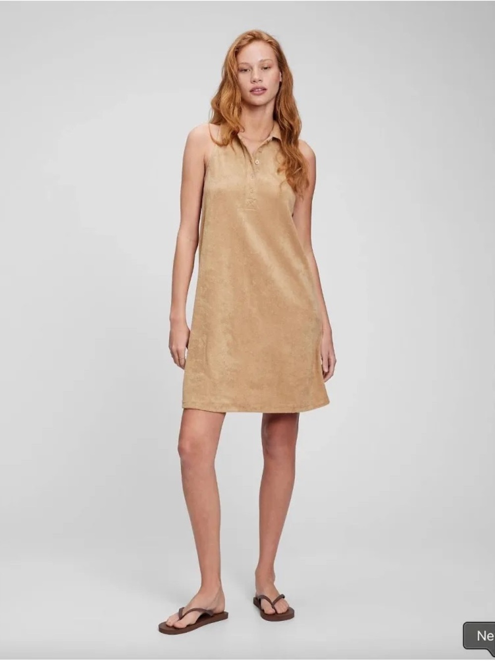 GAP Sleeveless Terry Towel Polo Dress in Sand / Tan / Beige